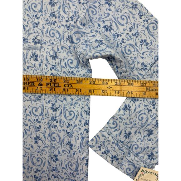 NWT Amanda Stewart Flannel Pajama Set Cotton Womens Large Blue Print Made USA - Picture 9 of 13